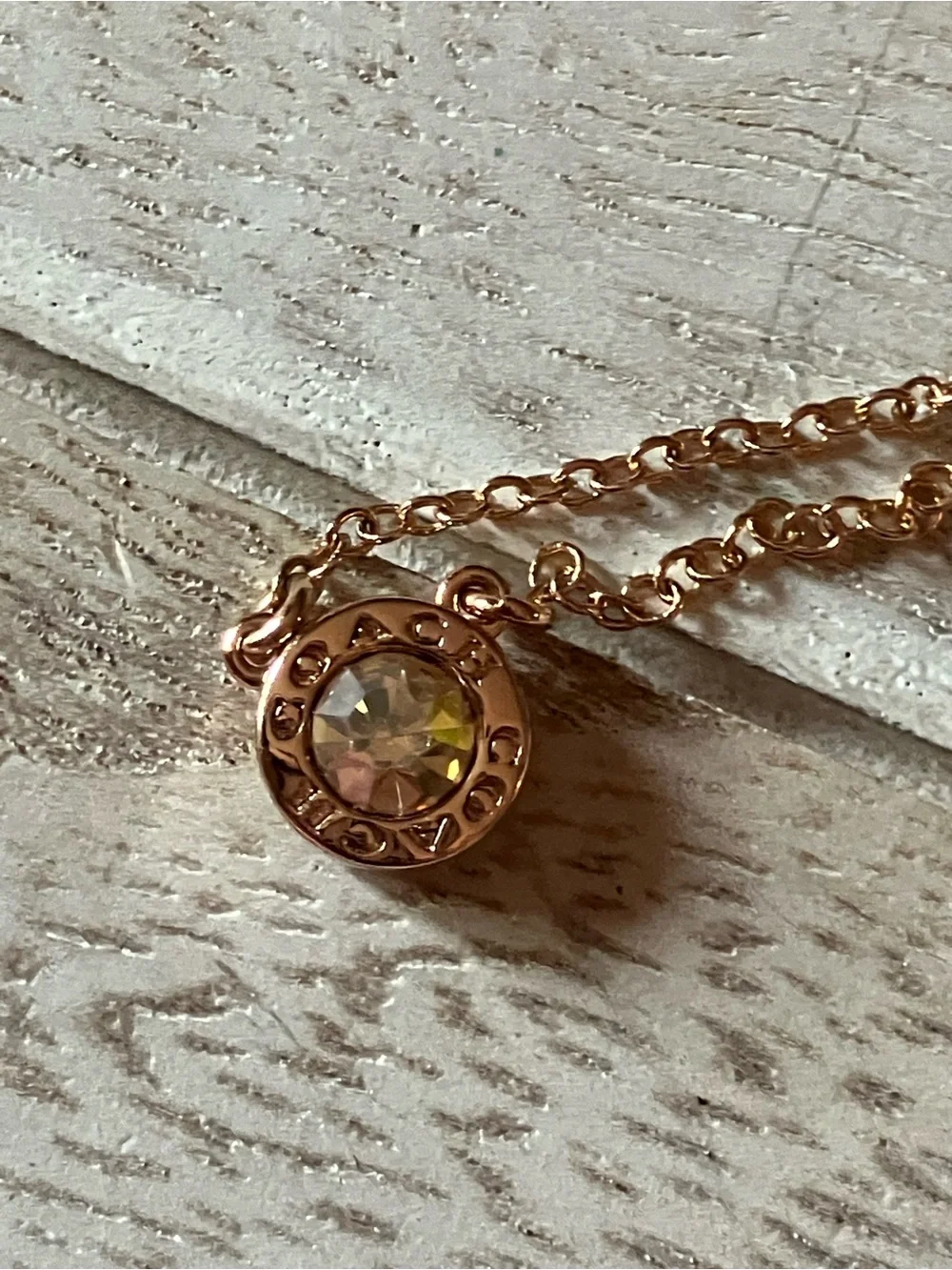 🌸Coach Rose Gold Signature Crystal Necklace